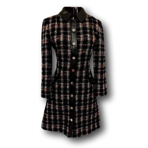 New Maje Paris Renafay Plaid Tweed Bouce Mini Dress Women’s Medium - Picture 1 of 15